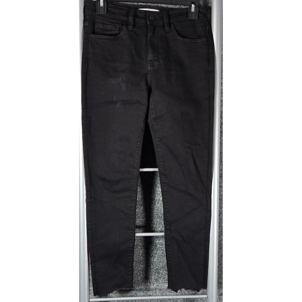 Flying Monkey Womens Skinny Jeans Black Raw Hem Stretch Denim Y3681 Size 25x24.5